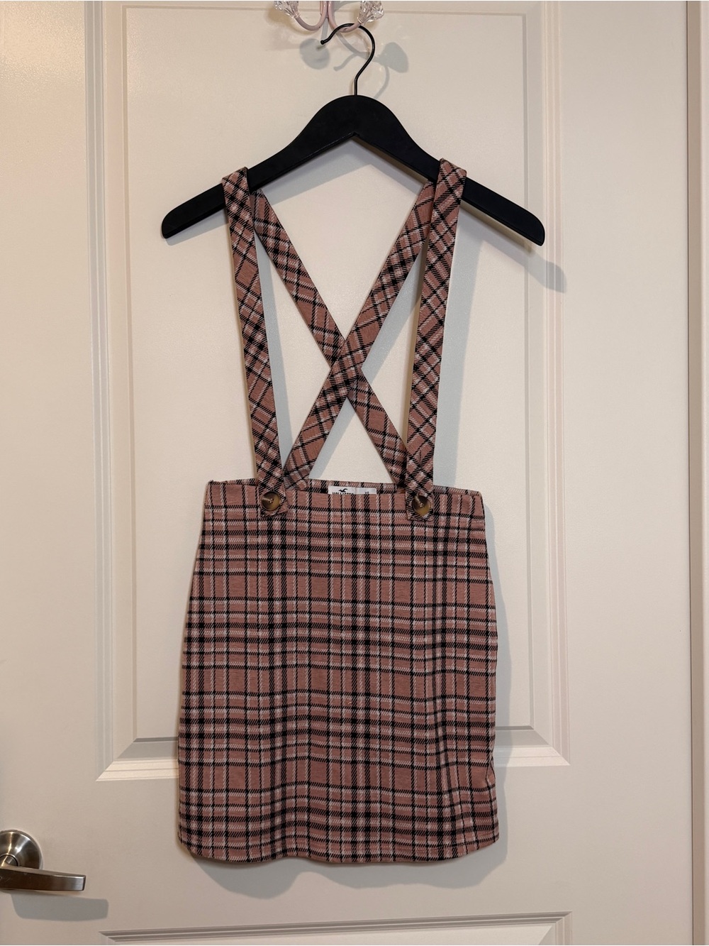 Hollister Pink and Black Plaid Button-Accent Skirt/Dress (XS)